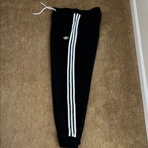 Adidas Kids Black Joggers with White Stripes